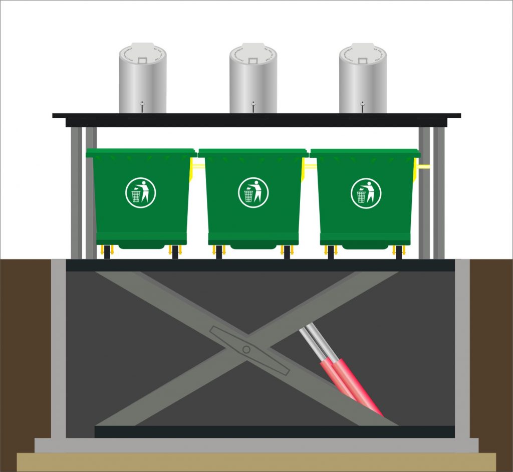 双排双油缸地埋式垃圾桶设计图